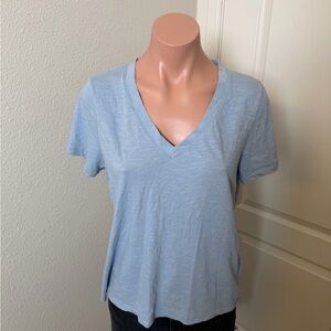 Madewell Cotton Light Blue V-Neck Women's Top Sz M